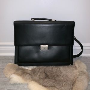 Gianfranco Ferre Italian Leather Black Briefcase